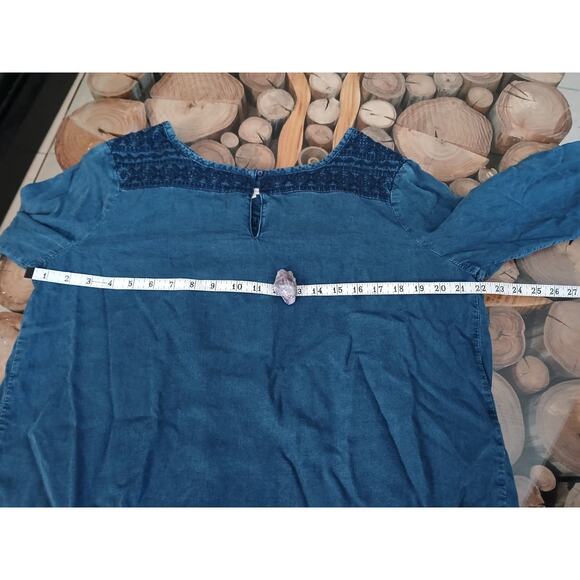 Esprit Embroidered Long Sleeve Denim Tunic Blouse US 14 - Picture 4 of 13
